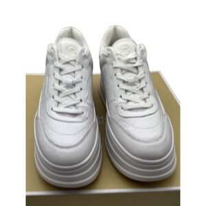 Michael Kors Optic White Leather Platform Sneakers Womens Size 10 Chunky Shoes